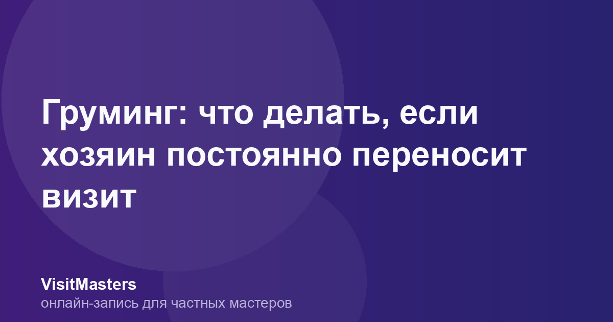 Груминг: что делать, если хозяин постоянно переносит визит