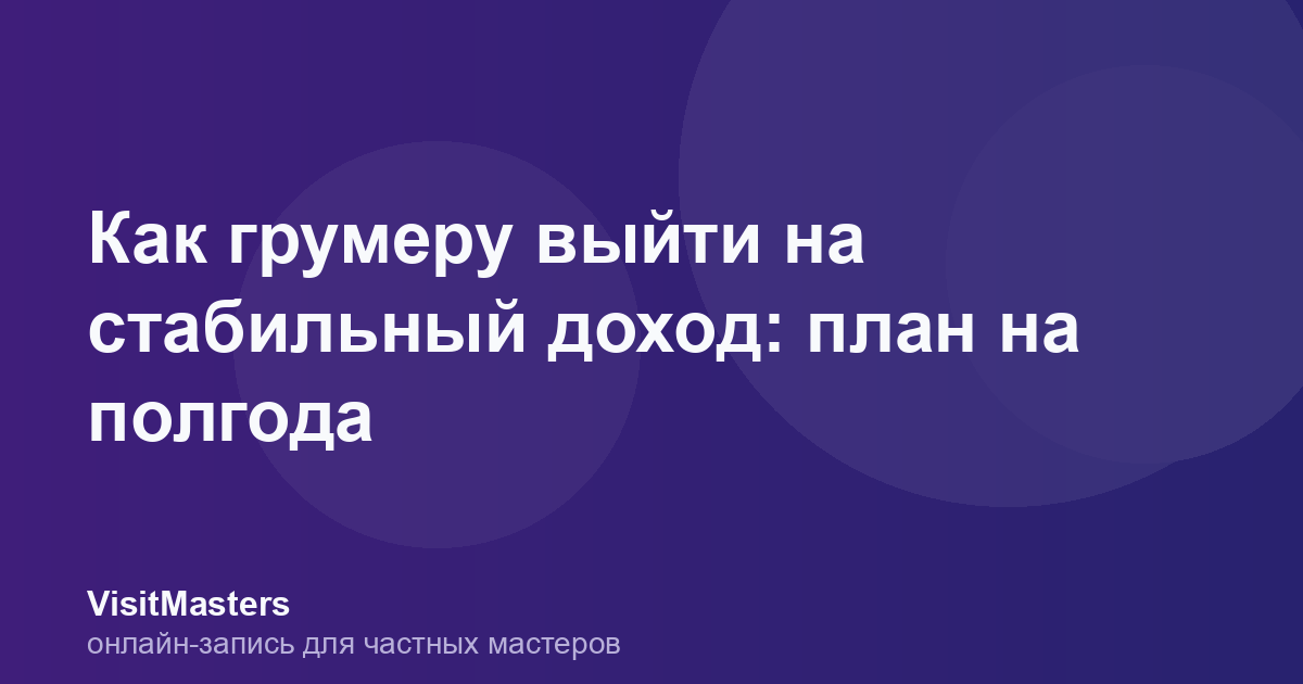 Как грумеру выйти на стабильный доход: план на полгода