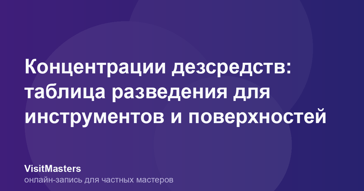 Концентрации дезсредств: таблица разведения для инструментов и поверхностей