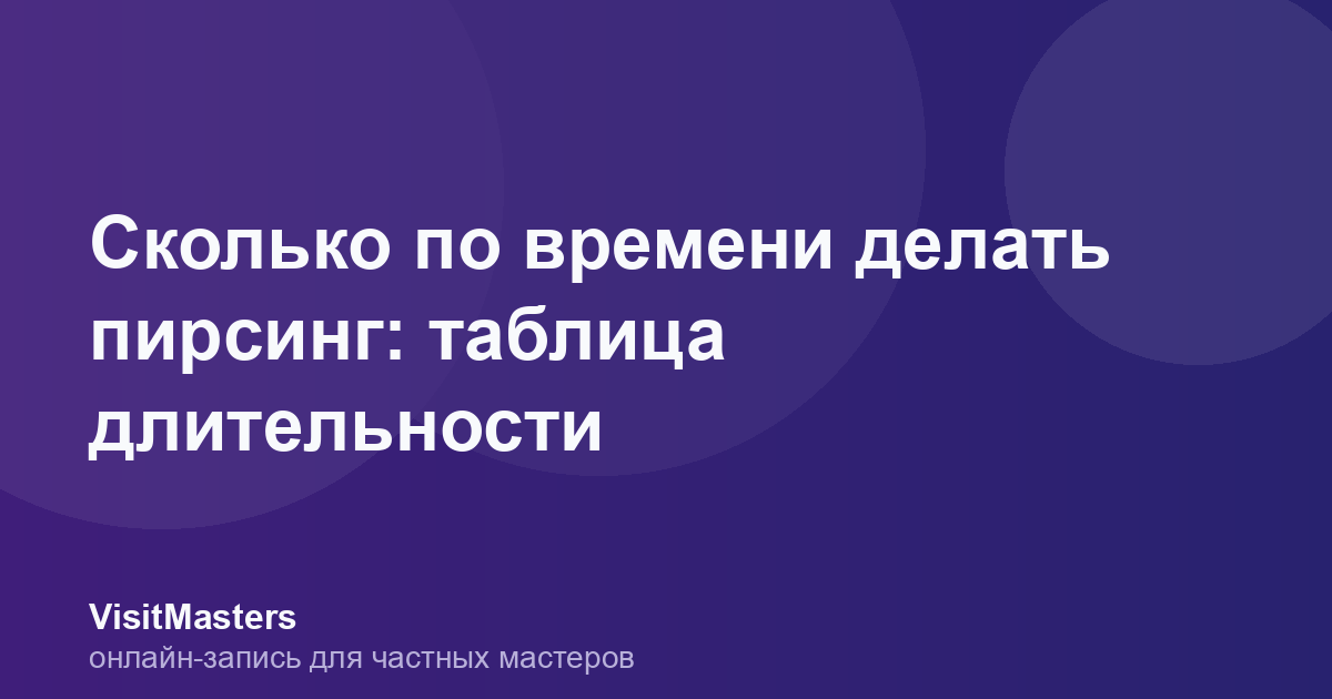Сколько по времени делать пирсинг: таблица длительности